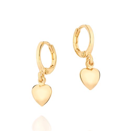 BRINCO ARGOLA CORAÇÃO ABAULADO BANHADO A OURO 18K