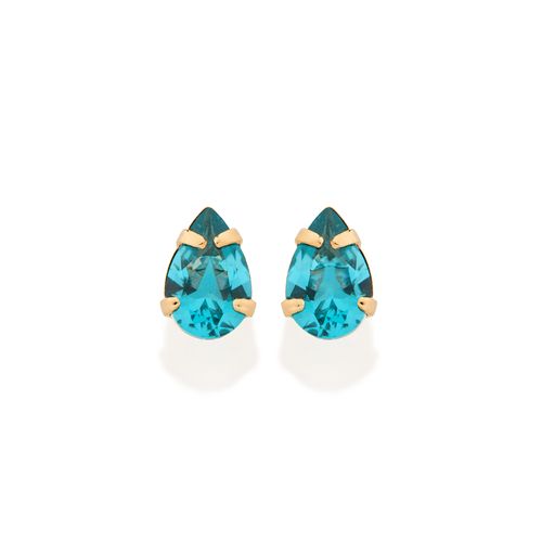 BRINCO GOTA BANHADO A OURO 18K COM ZIRCÔNIAS