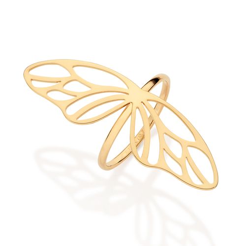 MAXI ANEL ASA DE BORBOLETA BANHADO A OURO 18K