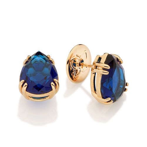 BRINCO SOLITÁRIO GOTA BANHADO A OURO 18K COM CRISTAIS