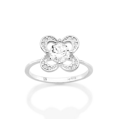 ANEL SKINNY FLOR DE PRATA MACIÇA 925 COM ZIRCÔNIAS
