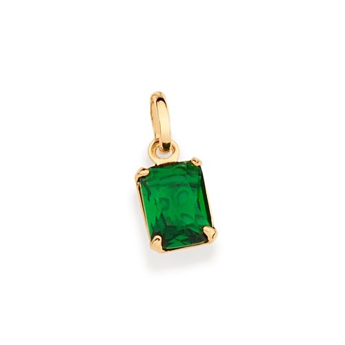PINGENTE SOLITÁRIO BANHADO A OURO 18K COM CRISTAL RETANGULAR