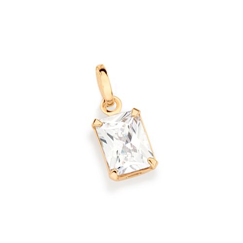 PINGENTE SOLITÁRIO BANHADO A OURO 18K COM CRISTAL RETANGULAR