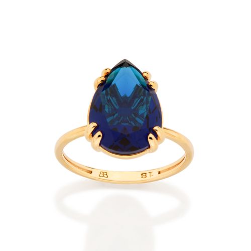 ANEL SOLITÁRIO GOTA BANHADO A OURO 18K COM CRISTAL